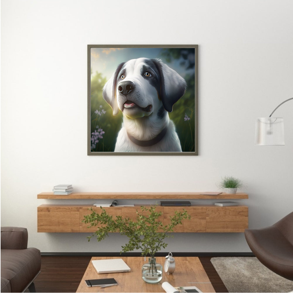 White Dog - Full Round Drill Diamond Painting 30*30CM