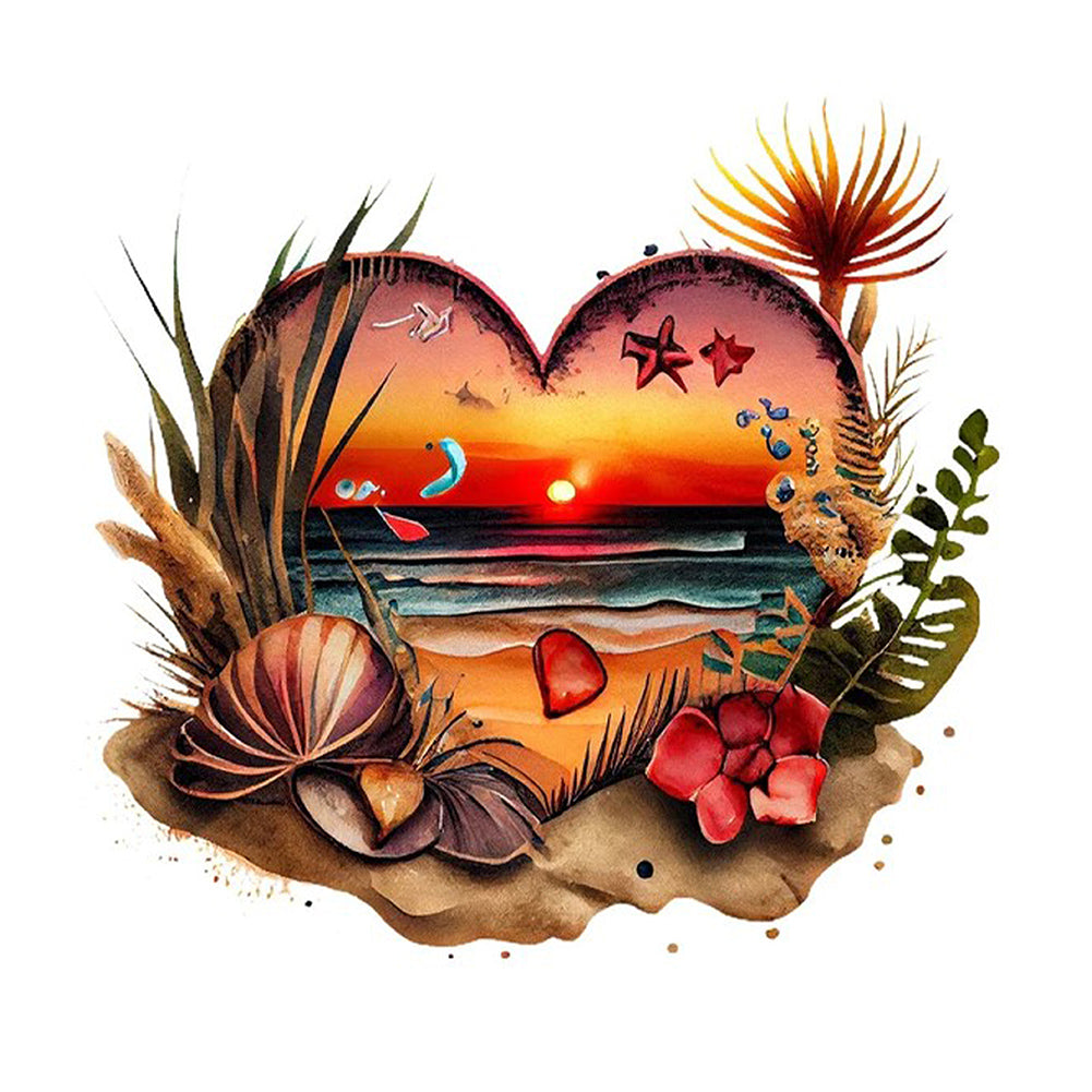 Love Beach - Full Round Drill Diamond Painting 30*30CM