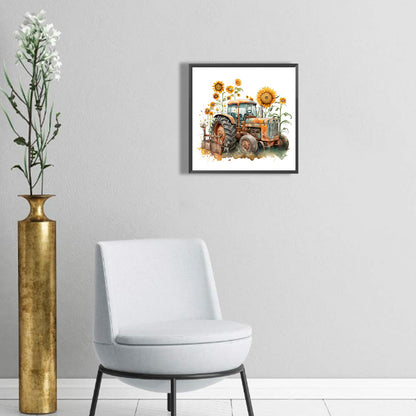 Retro Nostalgic Sunflower Truck - Full Round Drill Diamond Painting 30*30CM