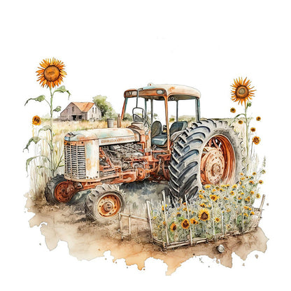 Retro Nostalgic Sunflower Truck - Full Round Drill Diamond Painting 30*30CM