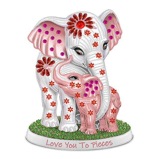 Elephant Mother And Child - Special Shaped Drill Diamond Painting 30*40CM