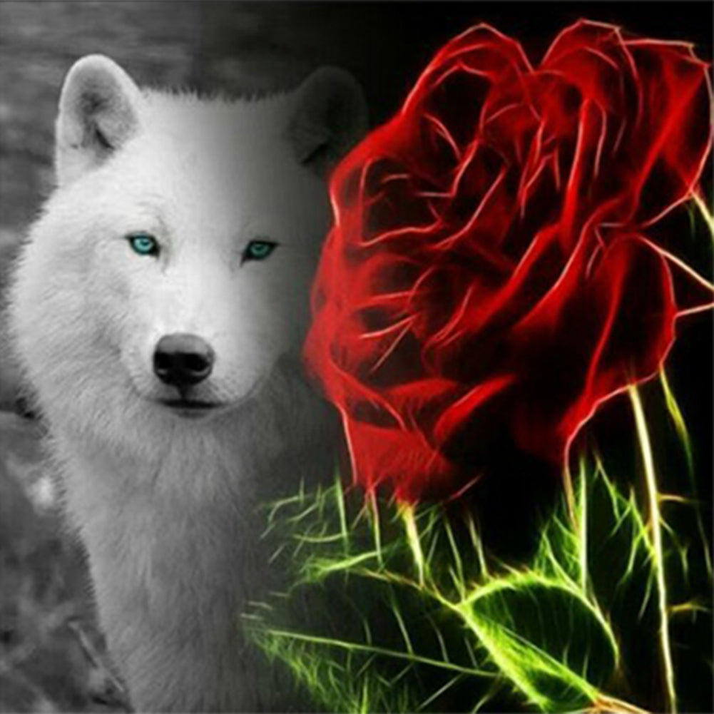 Rose Wolf - Full Round Drill Diamond Painting 30*30CM