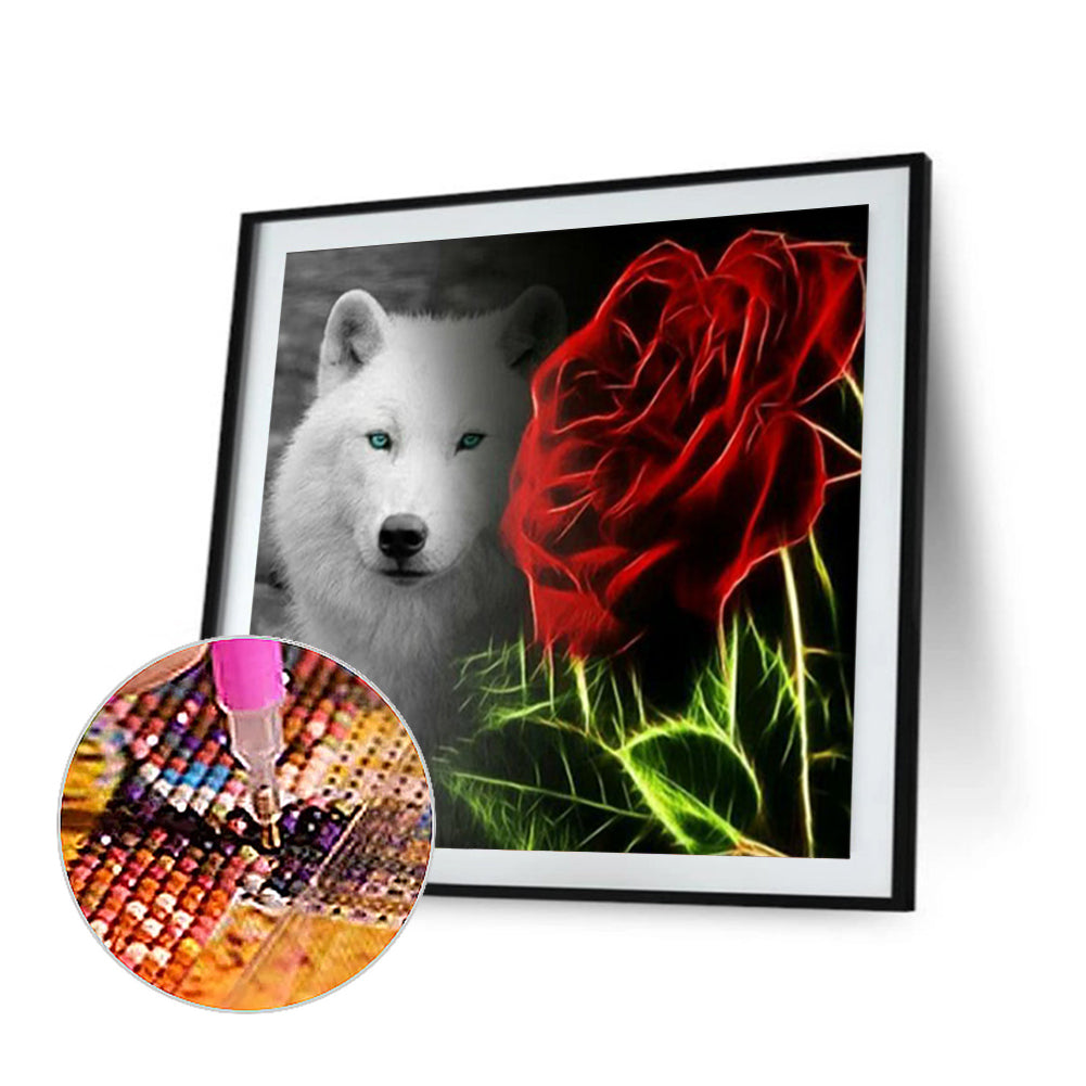 Rose Wolf - Full Round Drill Diamond Painting 30*30CM