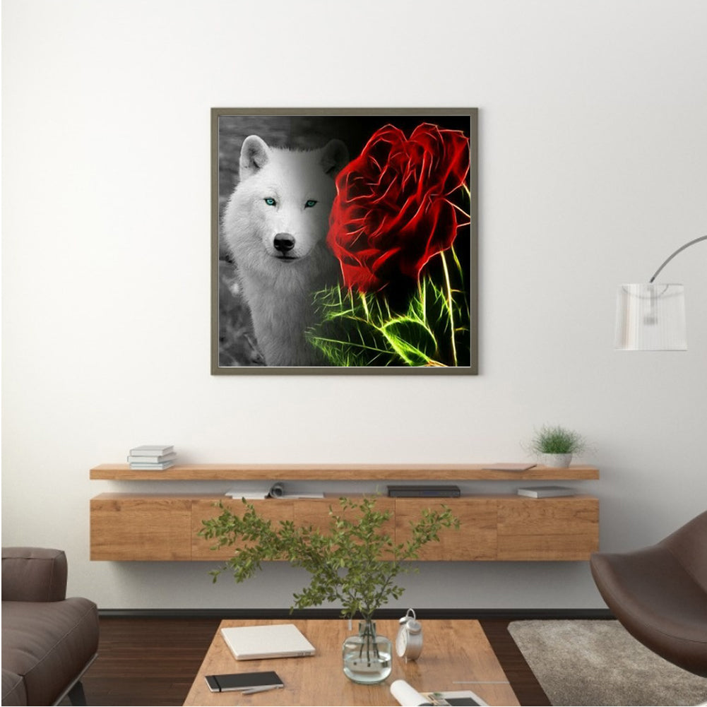 Rose Wolf - Full Round Drill Diamond Painting 30*30CM