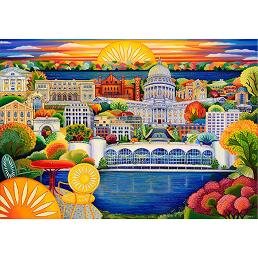 Sunset Over The City - Full Round Drill Diamond Painting 60*45CM