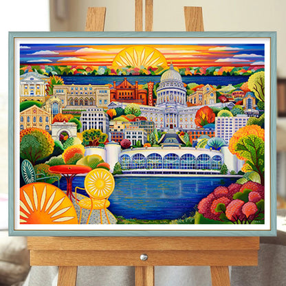 Sunset Over The City - Full Round Drill Diamond Painting 60*45CM