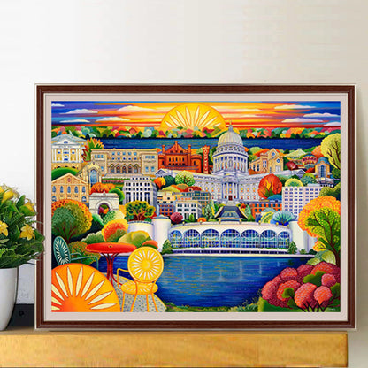 Sunset Over The City - Full Round Drill Diamond Painting 60*45CM