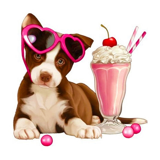 Drink Dog - Full Round Drill Diamond Painting 30*30CM