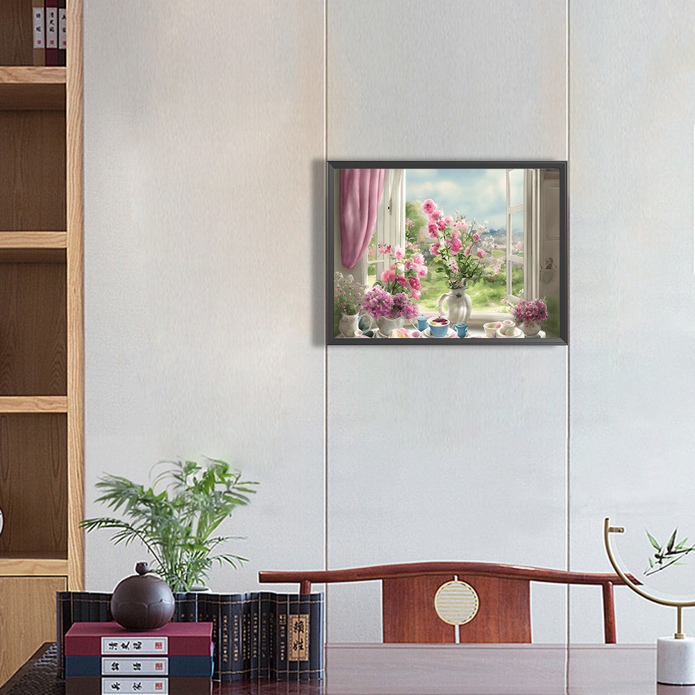 Scenery Outside The Window - Full Round Drill Diamond Painting 40*30CM