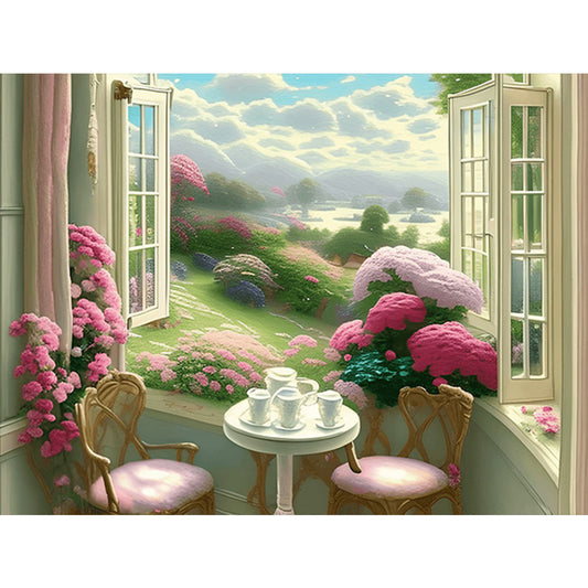 Scenery Outside The Window - Full Round Drill Diamond Painting 40*30CM