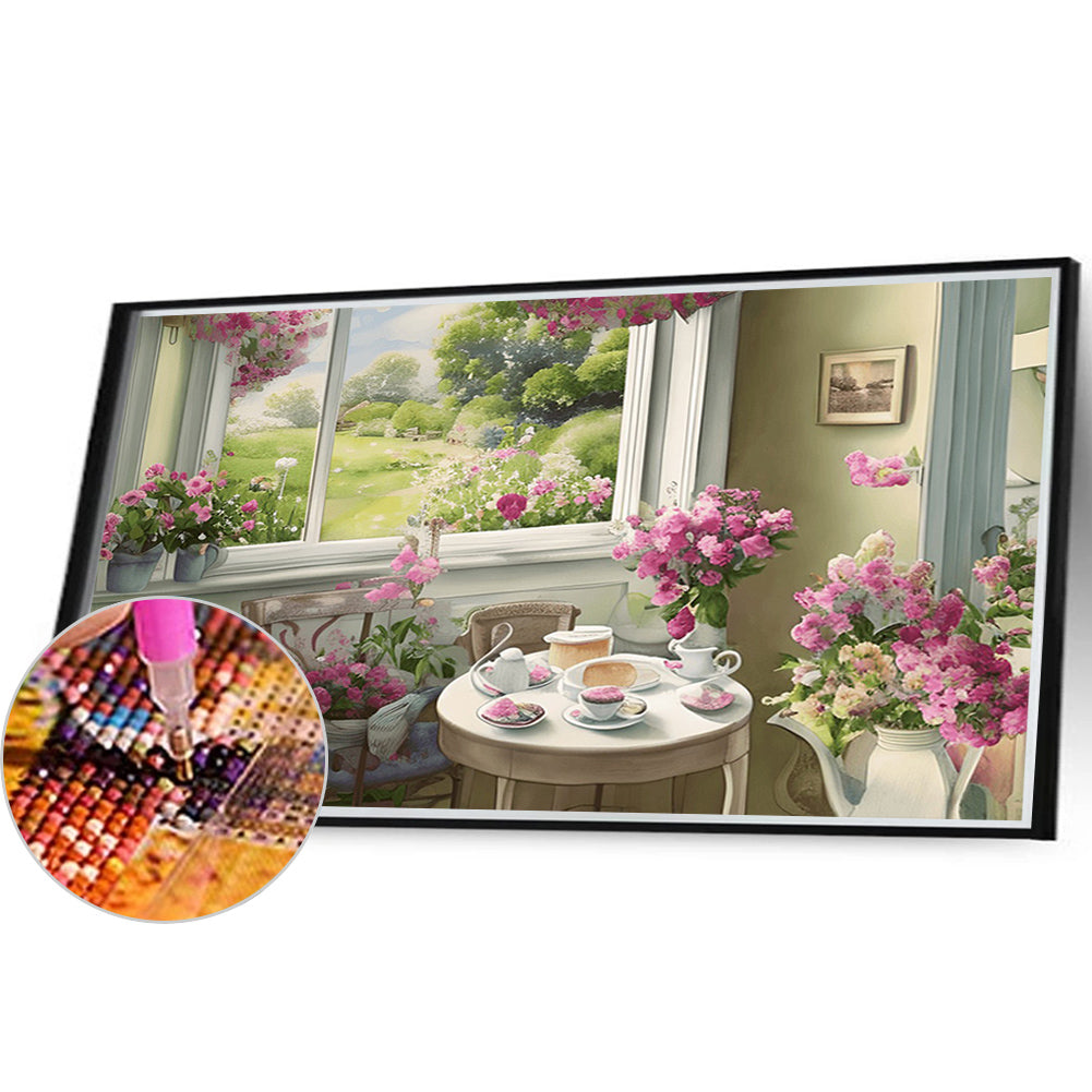 Scenery Outside The Window - Full Round Drill Diamond Painting 40*30CM