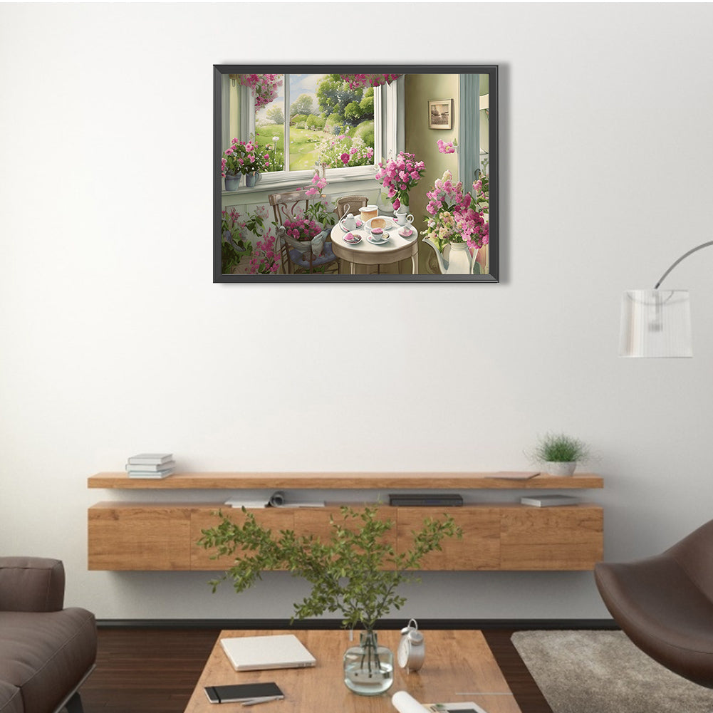 Scenery Outside The Window - Full Round Drill Diamond Painting 40*30CM