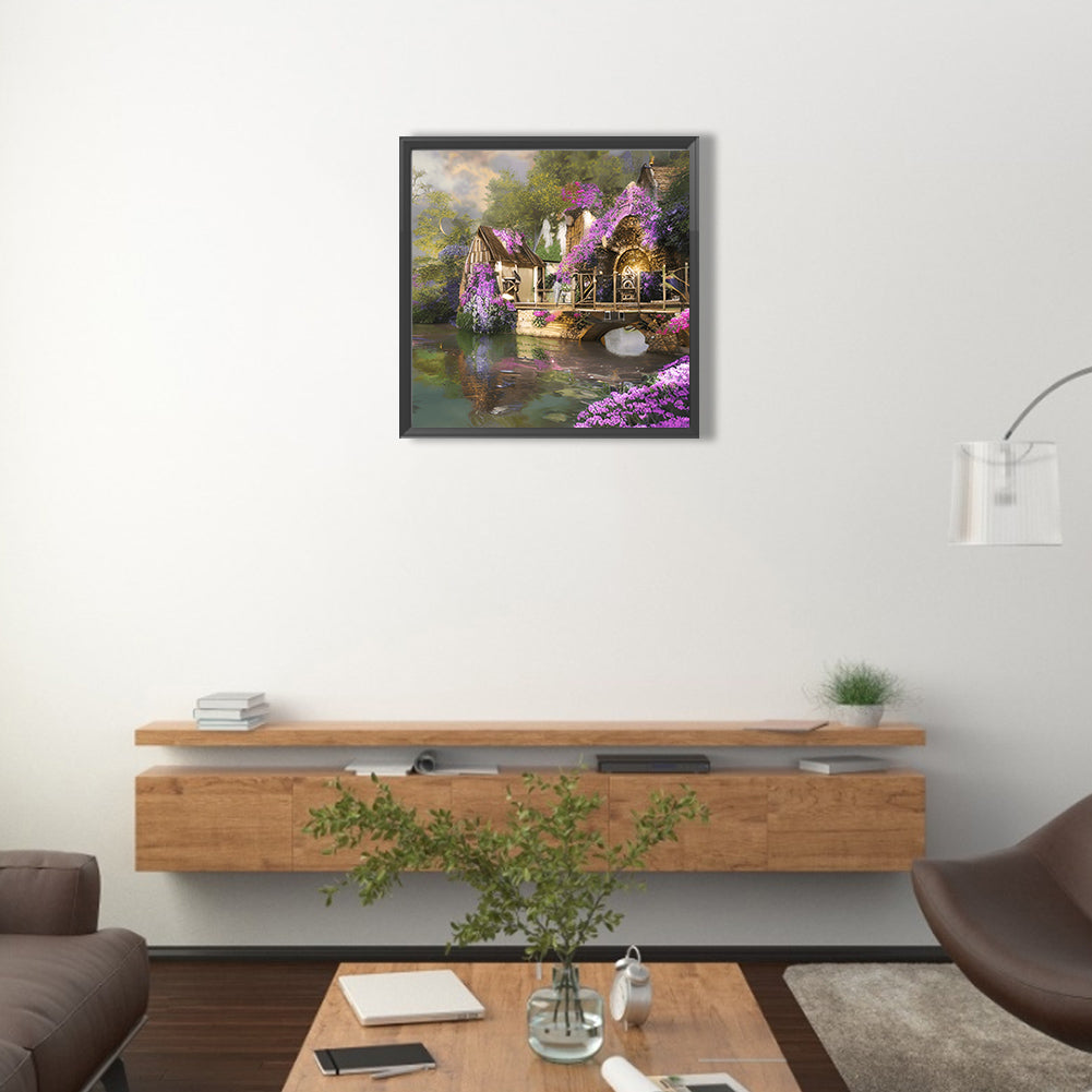 Waterwheel Scenery - Full Round Drill Diamond Painting 40*40CM