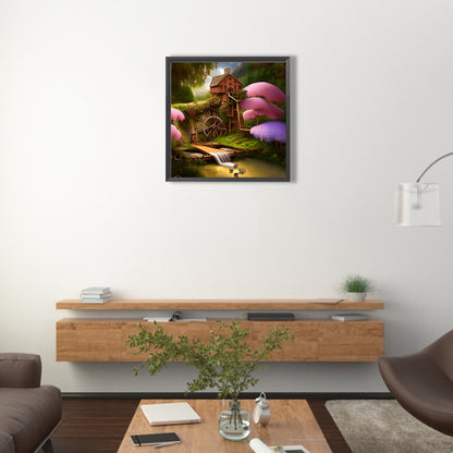 Waterwheel Scenery - Full Round Drill Diamond Painting 40*40CM