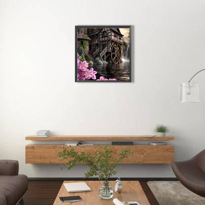 Waterwheel Scenery - Full Round Drill Diamond Painting 40*40CM