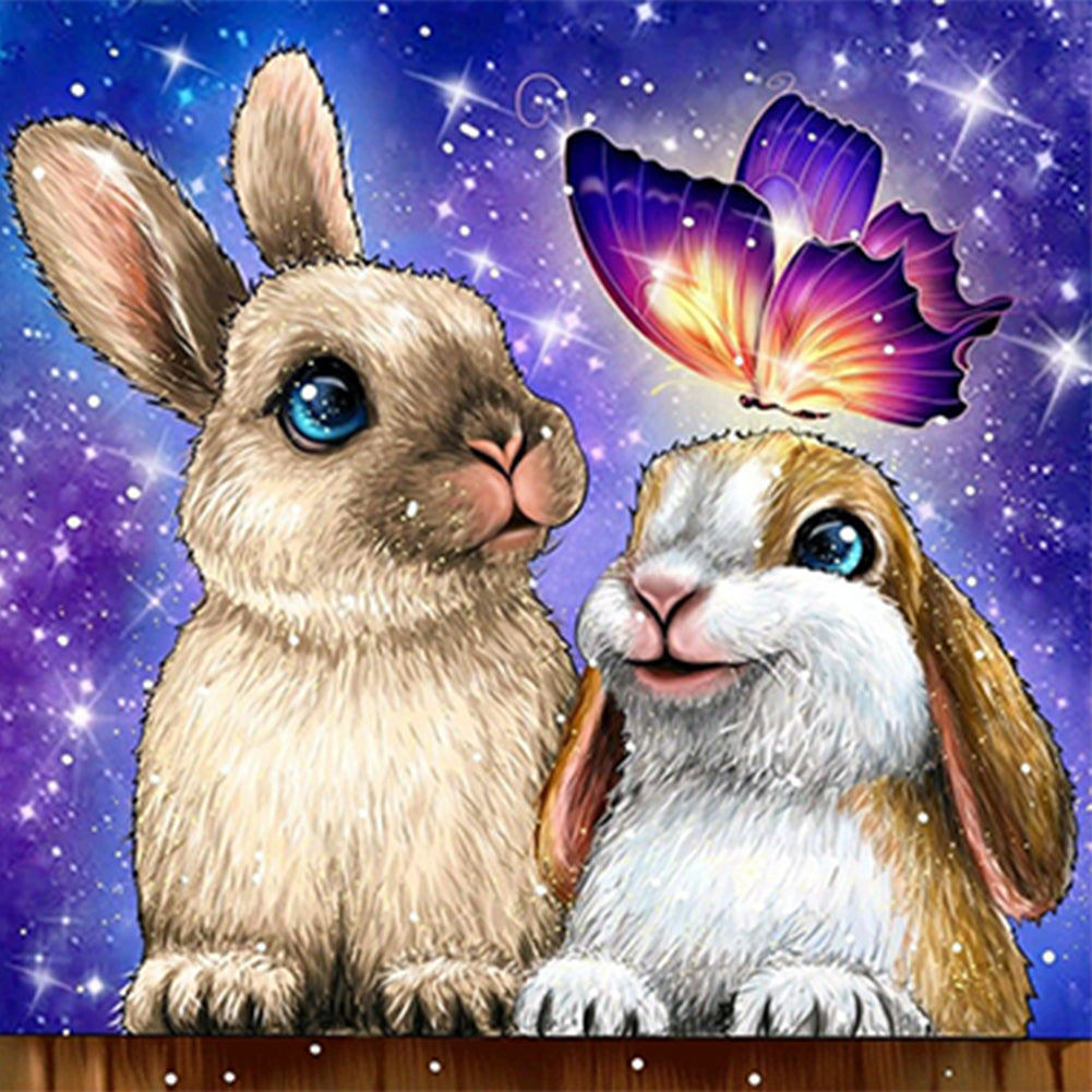 Bunny And Butterfly - Full Round Drill Diamond Painting 35*35CM