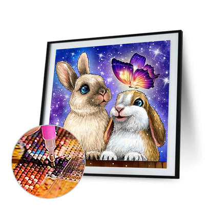 Bunny And Butterfly - Full Round Drill Diamond Painting 35*35CM