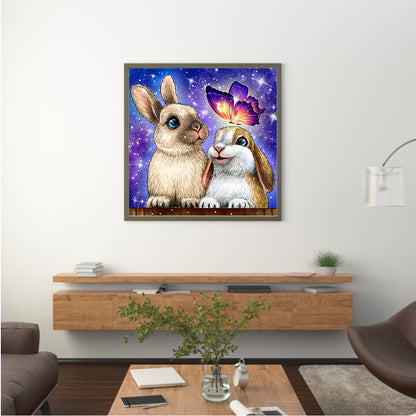 Bunny And Butterfly - Full Round Drill Diamond Painting 35*35CM