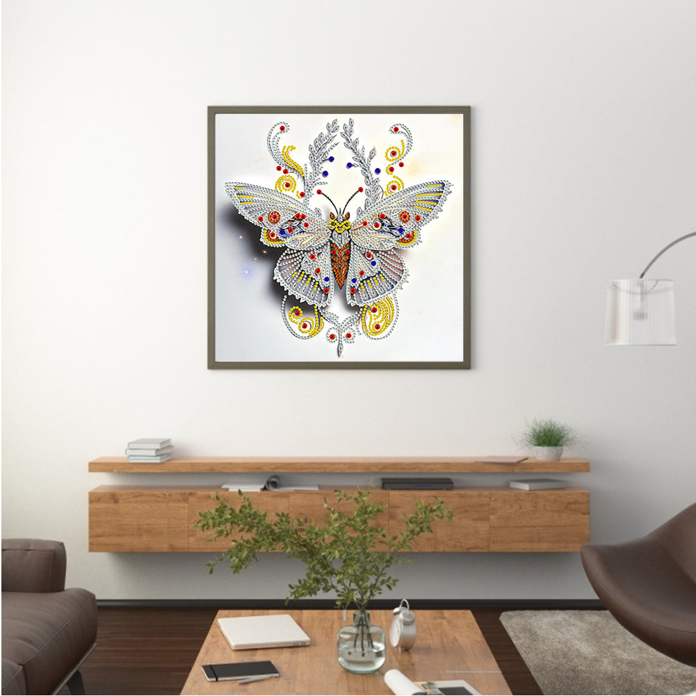 Pale Butterfly - Special Shaped Drill Diamond Painting 30*30CM