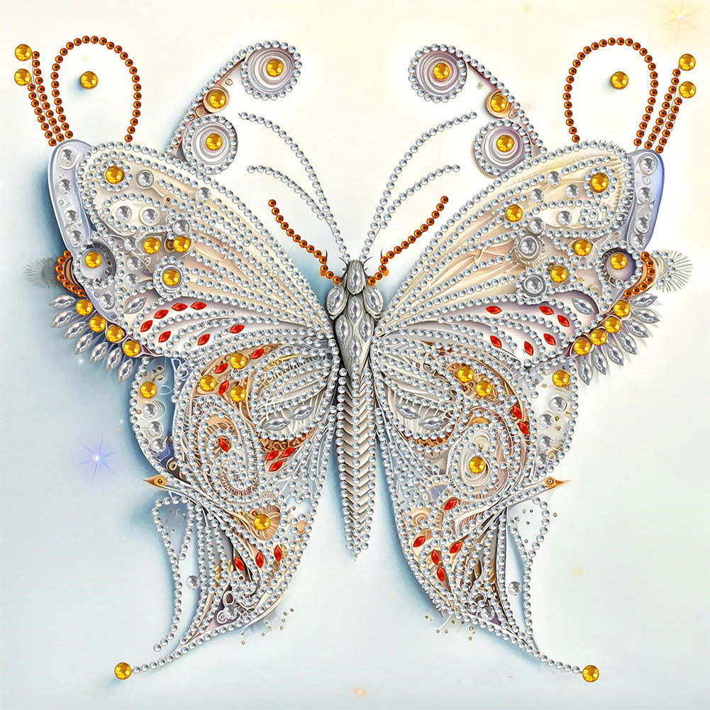 Pale Butterfly - Special Shaped Drill Diamond Painting 30*30CM