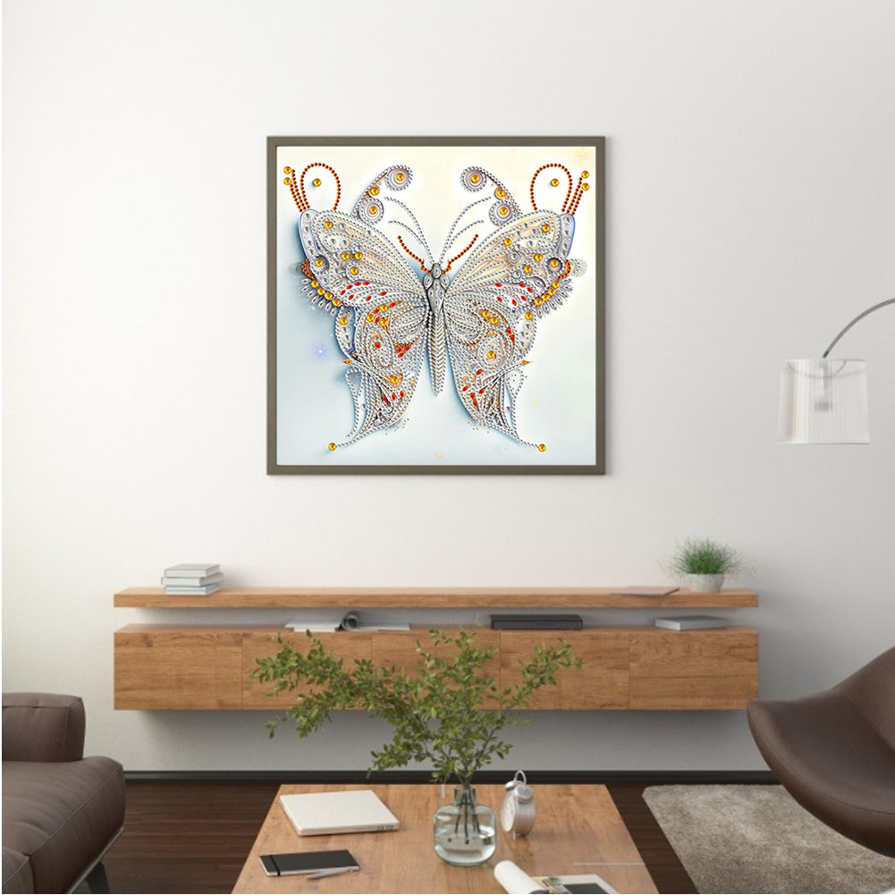 Pale Butterfly - Special Shaped Drill Diamond Painting 30*30CM