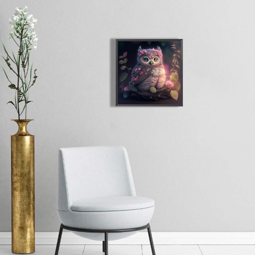 Little Owl - Full Round Drill Diamond Painting 30*30CM