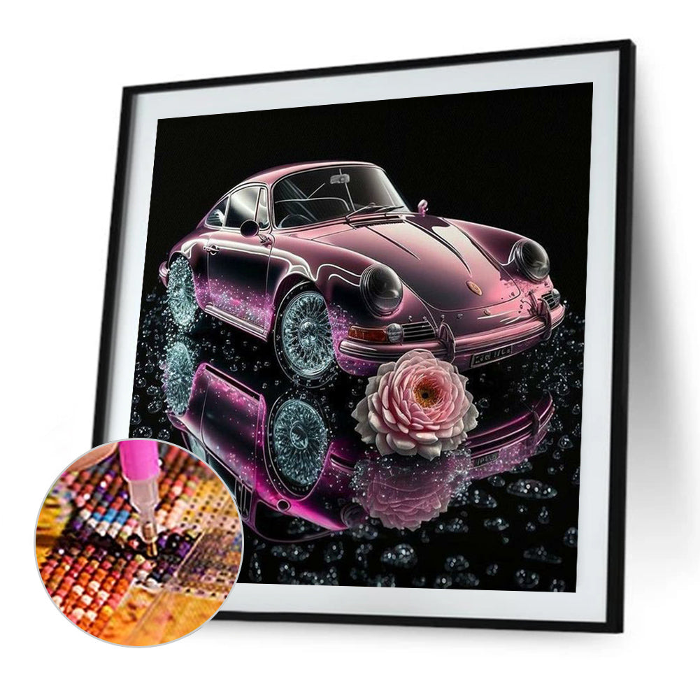 Pink Sports Car - Full Round Drill Diamond Painting 30*30CM