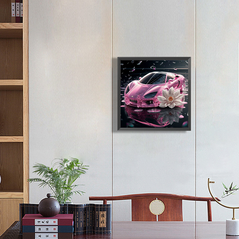 Pink Sports Car - Full Round Drill Diamond Painting 30*30CM