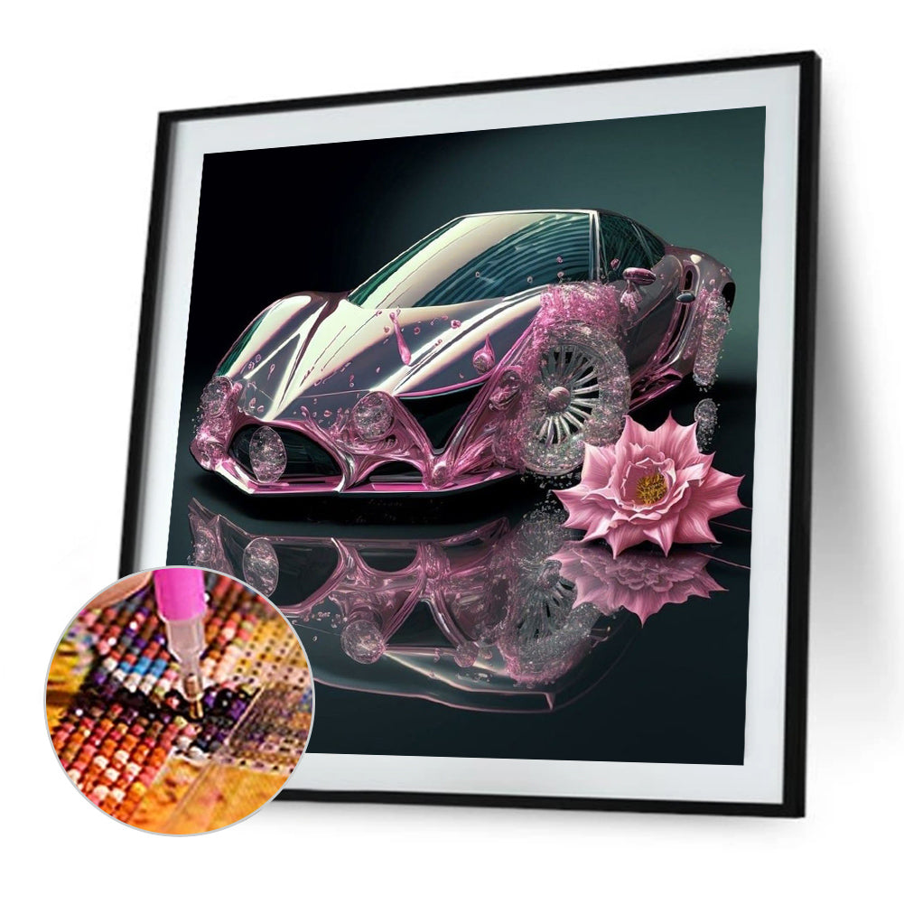 Pink Sports Car - Full Round Drill Diamond Painting 30*30CM