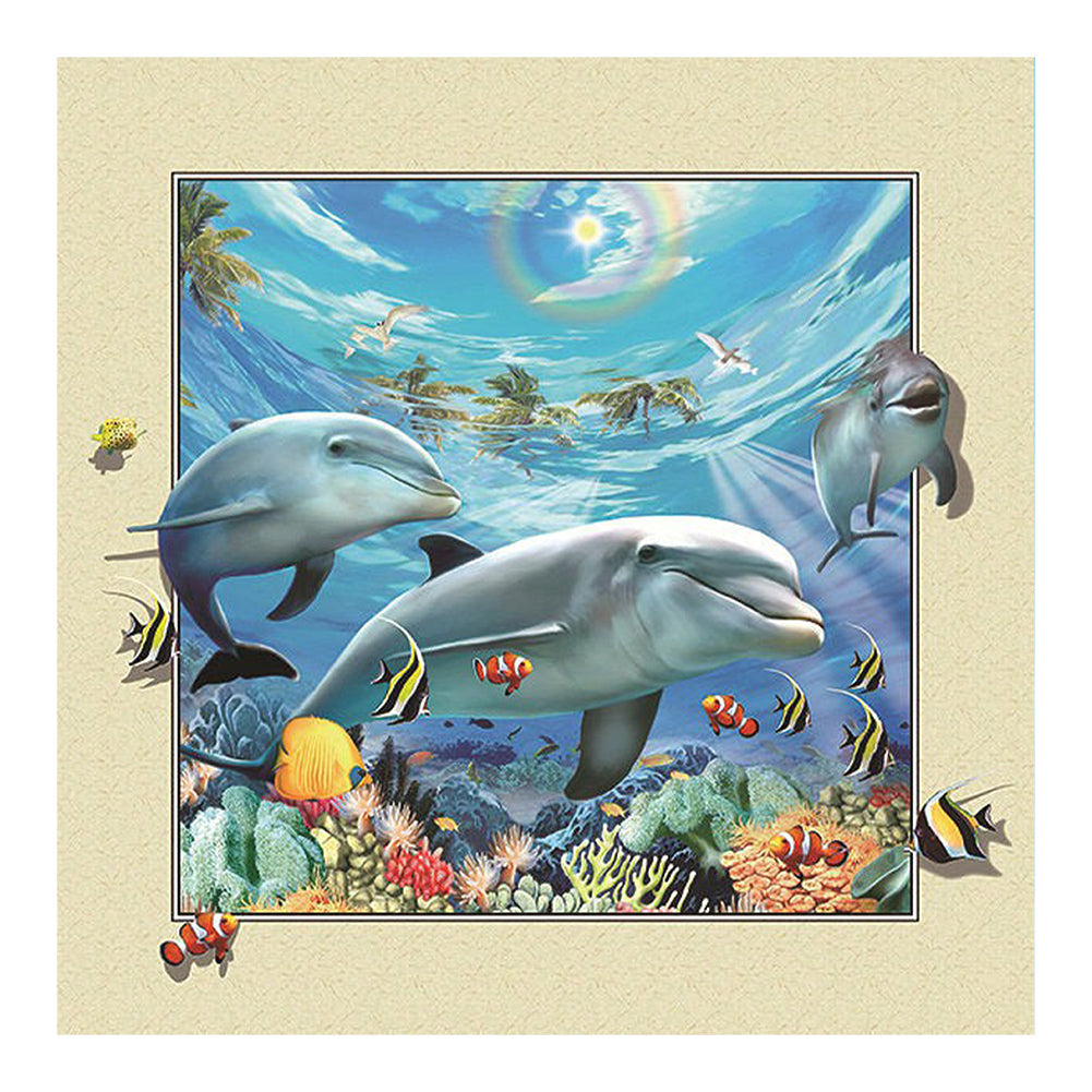 3D Frame Dolphin - Full Square Drill Diamond Painting 40*40CM