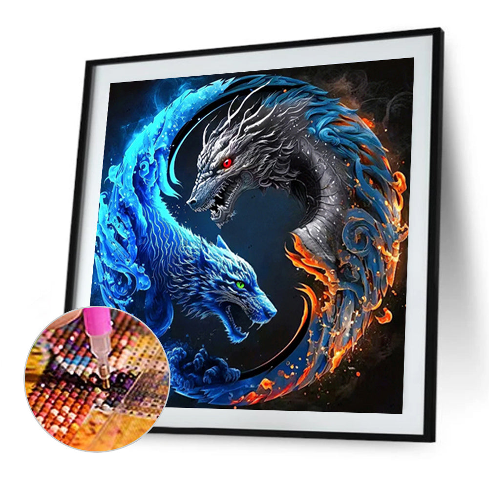 Dragon Yin Yang Diagram - Full Round Drill Diamond Painting 30*30CM