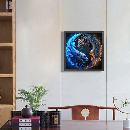 Dragon Yin Yang Diagram - Full Round Drill Diamond Painting 30*30CM