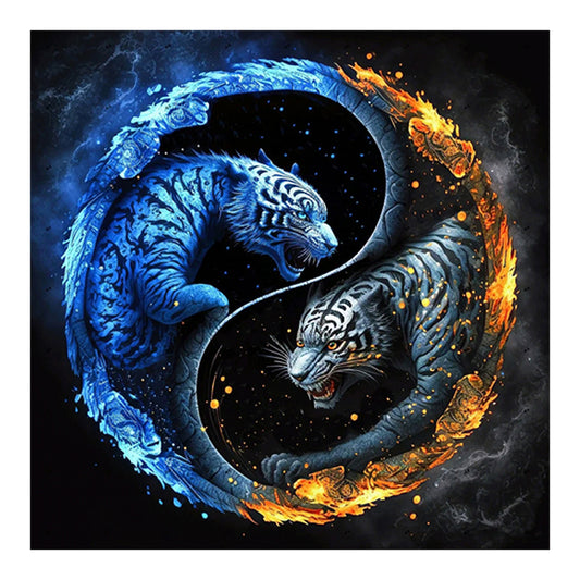 Tiger Yin Yang Diagram - Full Round Drill Diamond Painting 30*30CM