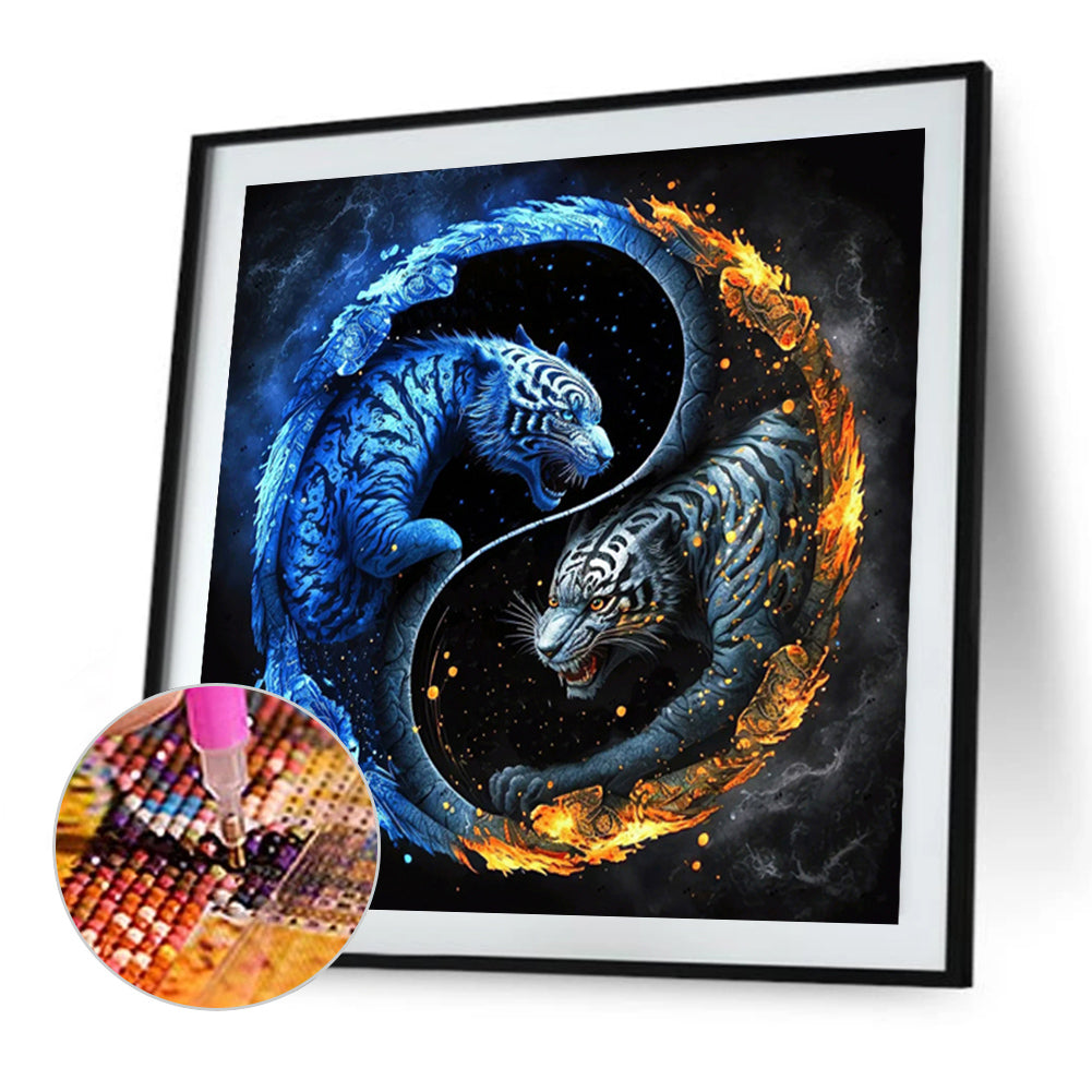 Tiger Yin Yang Diagram - Full Round Drill Diamond Painting 30*30CM