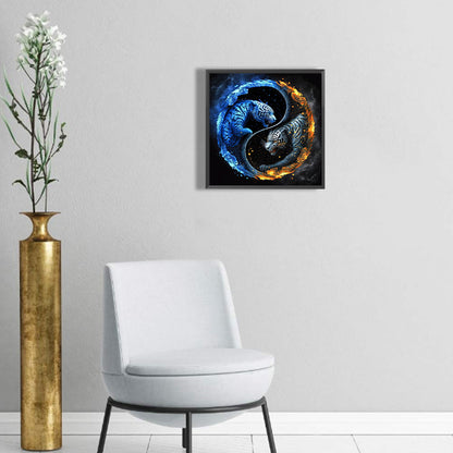 Tiger Yin Yang Diagram - Full Round Drill Diamond Painting 30*30CM