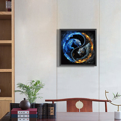 Tiger Yin Yang Diagram - Full Round Drill Diamond Painting 30*30CM