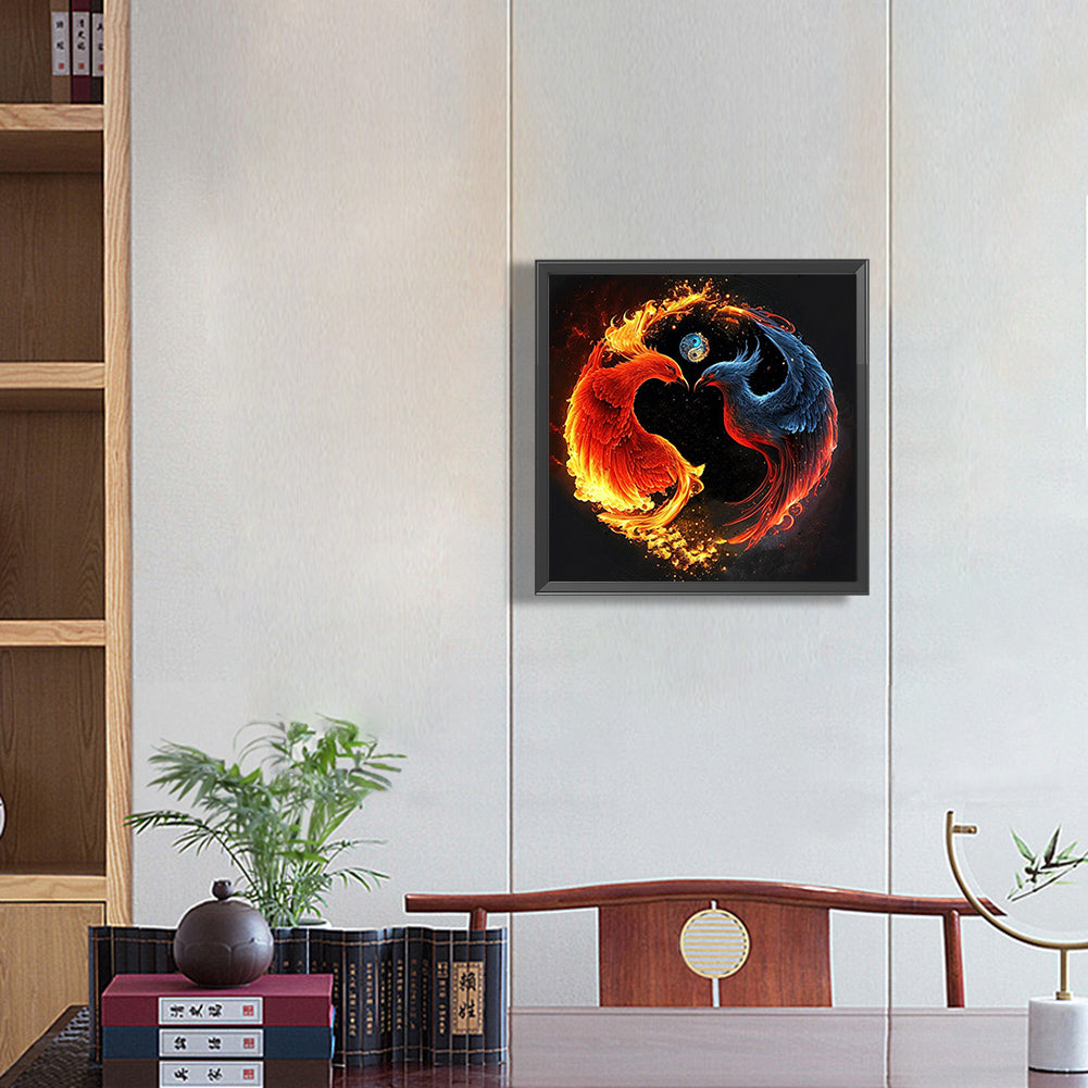 Phoenix Yin And Yang Diagram - Full Round Drill Diamond Painting 30*30CM