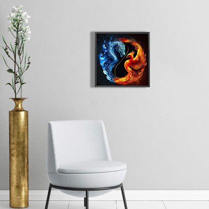 Dragon And Phoenix Yin And Yang - Full Round Drill Diamond Painting 30*30CM