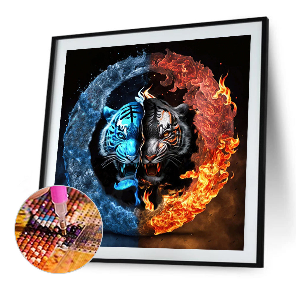 Tiger Yin Yang Diagram - Full Round Drill Diamond Painting 30*30CM