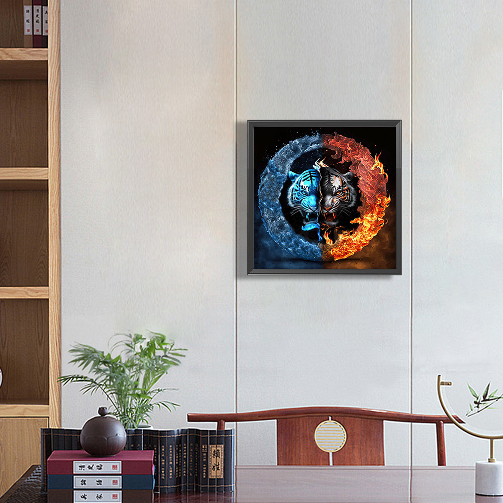 Tiger Yin Yang Diagram - Full Round Drill Diamond Painting 30*30CM