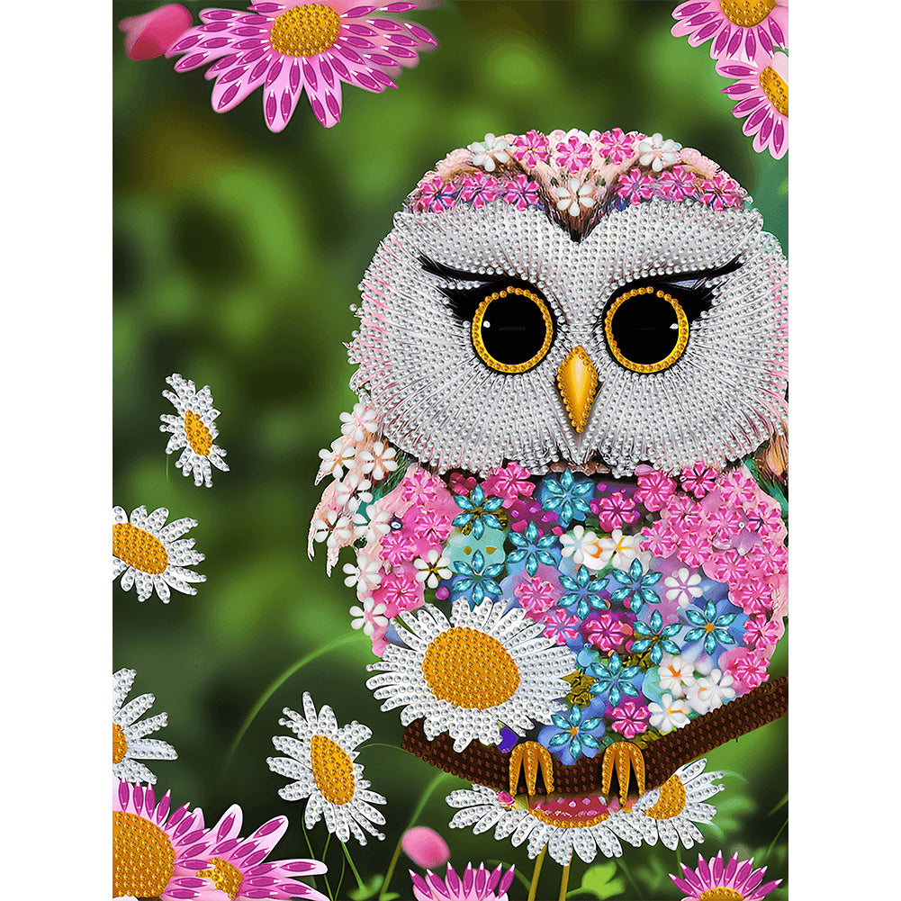 Pink Owl - Full Round Drill Diamond Painting 30*40CM