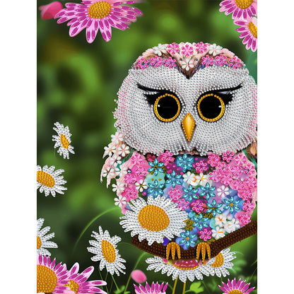 Pink Owl - Full Round Drill Diamond Painting 30*40CM