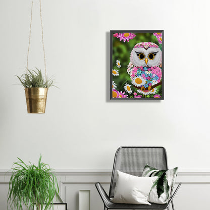 Pink Owl - Full Round Drill Diamond Painting 30*40CM