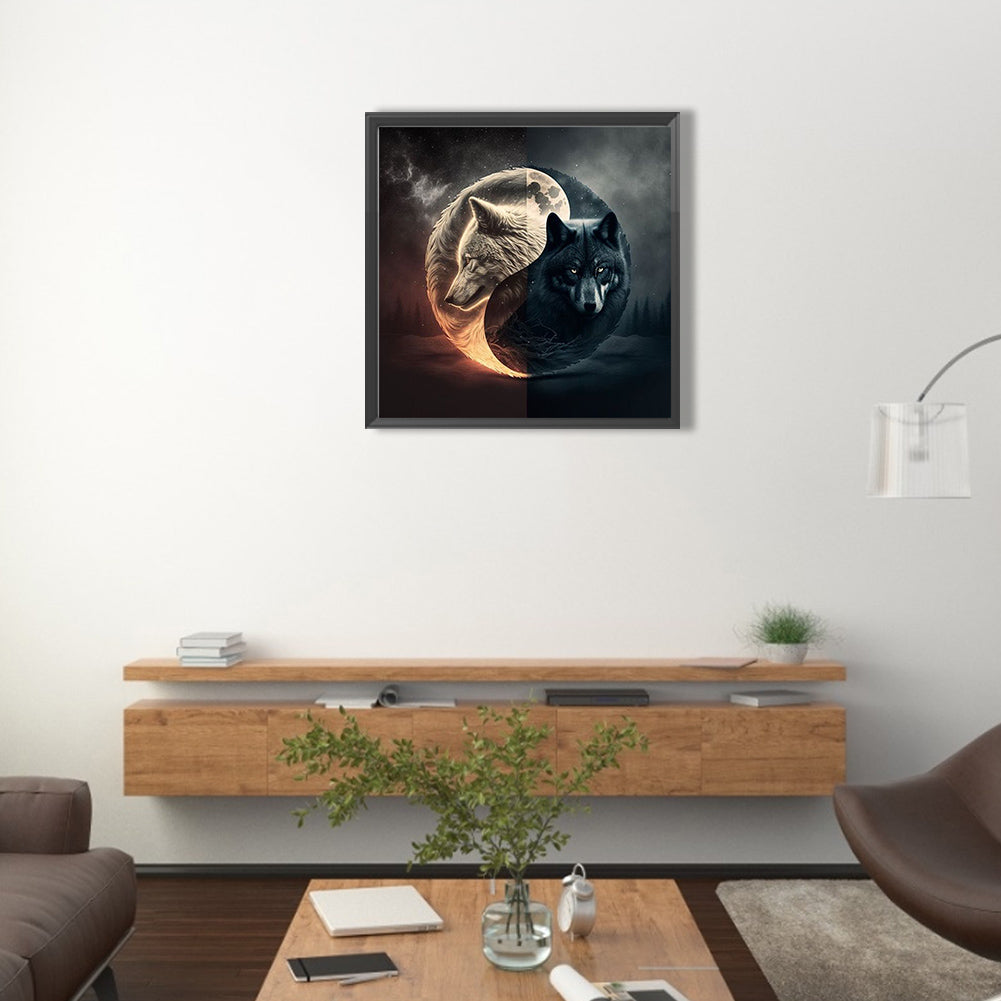 Wolf Yin Yang Diagram - Full Round Drill Diamond Painting 50*50CM
