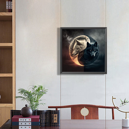 Wolf Yin Yang Diagram - Full Round Drill Diamond Painting 50*50CM
