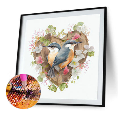 Heart Shaped Bird Nest - Full Round Drill Diamond Painting 30*30CM