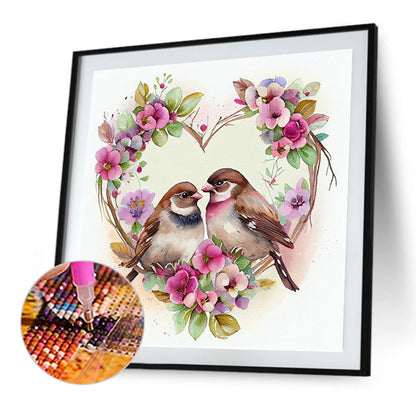 Heart Shaped Bird Nest - Full Round Drill Diamond Painting 30*30CM