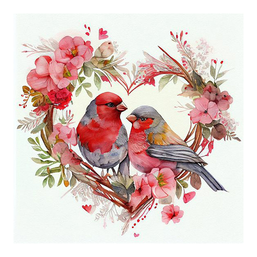 Heart Shaped Bird Nest - Full Round Drill Diamond Painting 30*30CM