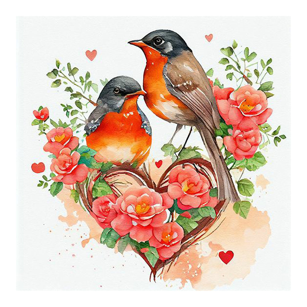 Heart Shaped Bird Nest - Full Round Drill Diamond Painting 30*30CM