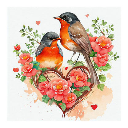 Heart Shaped Bird Nest - Full Round Drill Diamond Painting 30*30CM